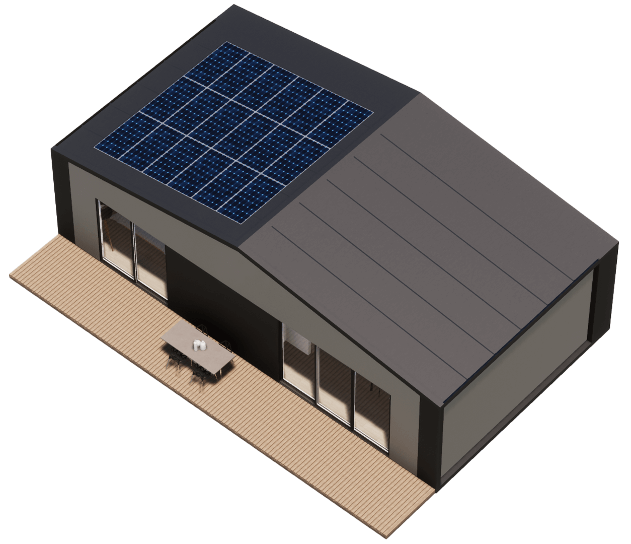 Karlev 800 SQFT isometric view, Solar-ready roof