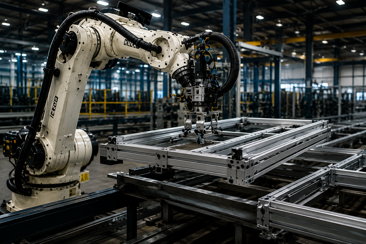 The 6-axis arm and the aluminum spaceframe