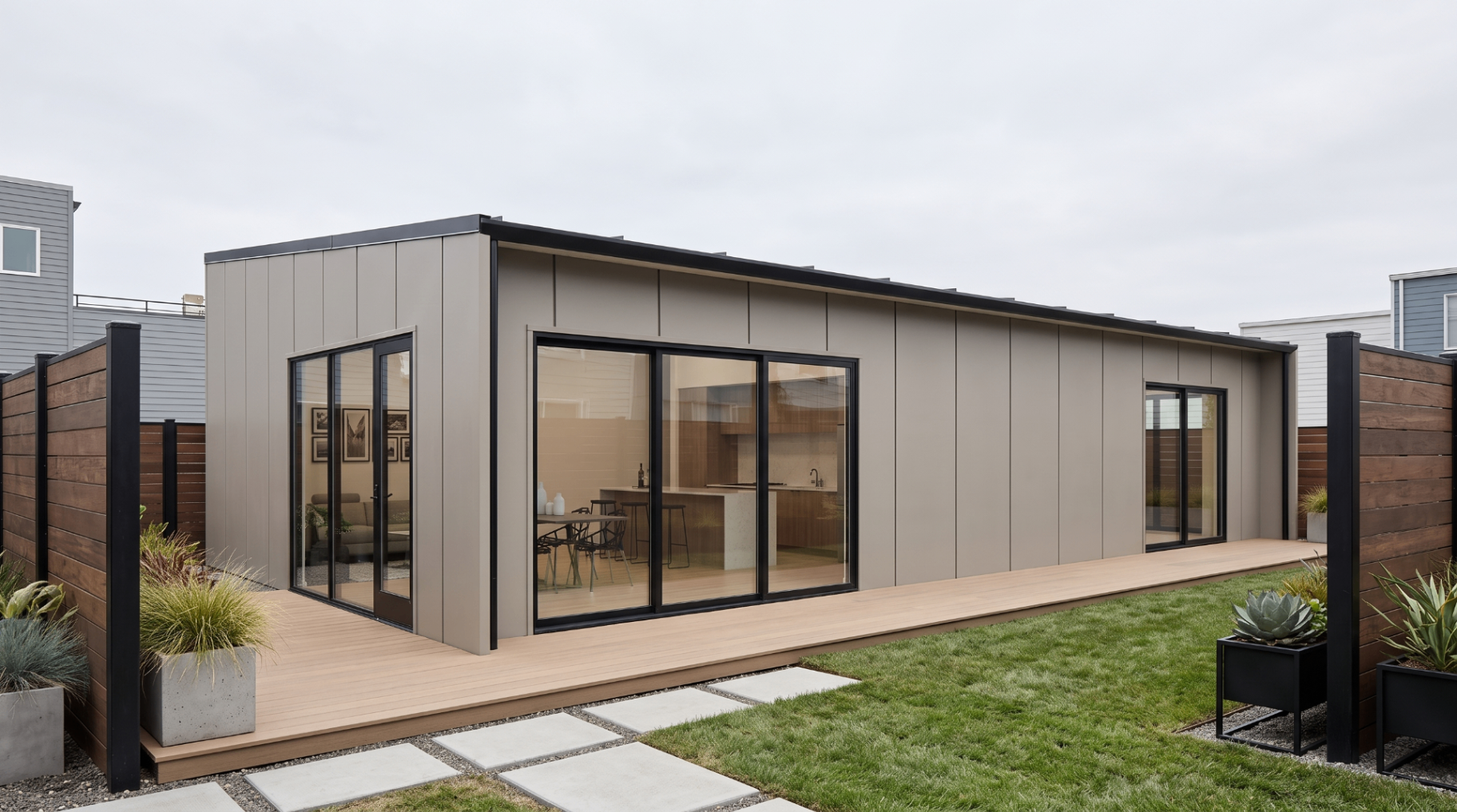 Indoor space, extended outside.