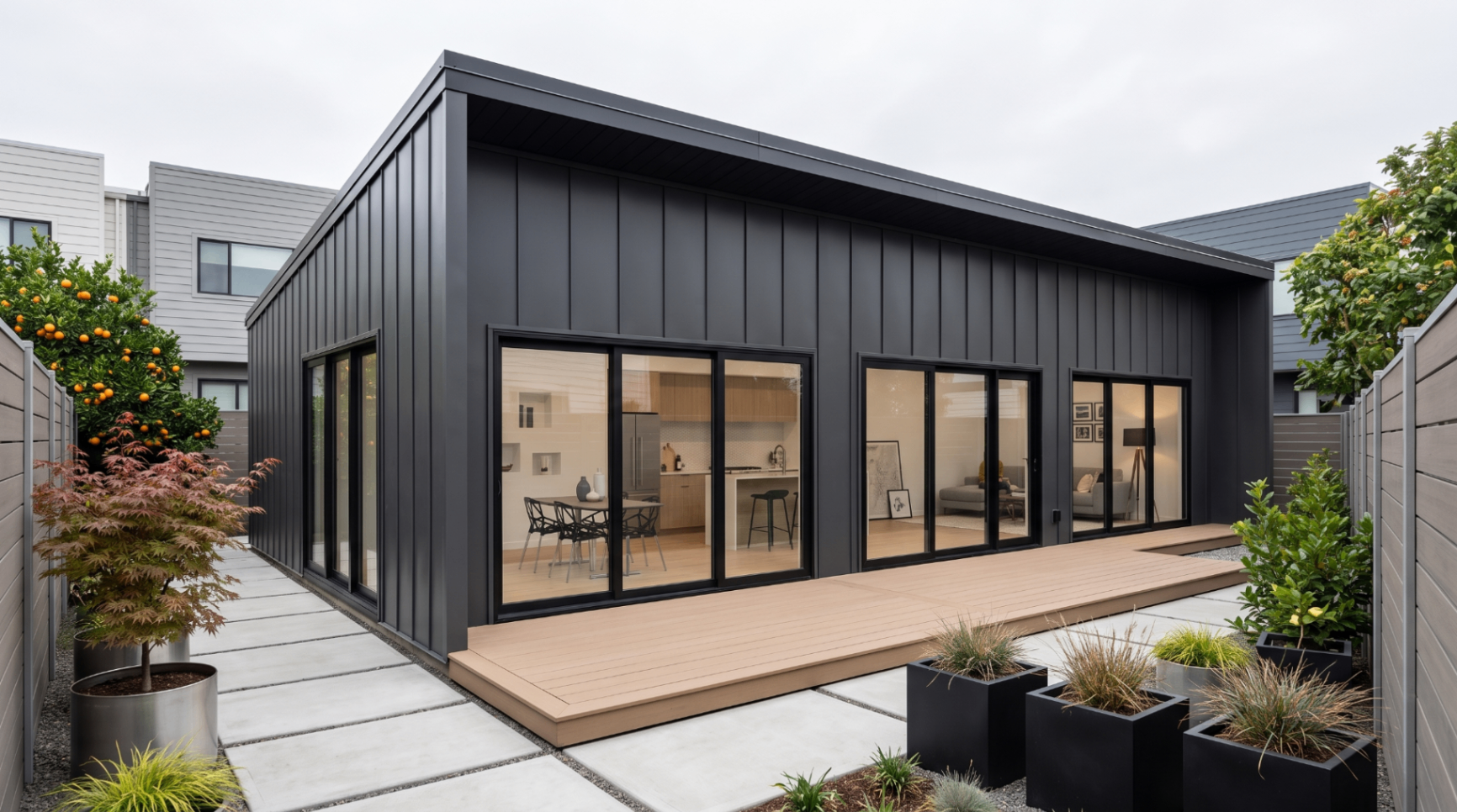 The outdoor room is built in.