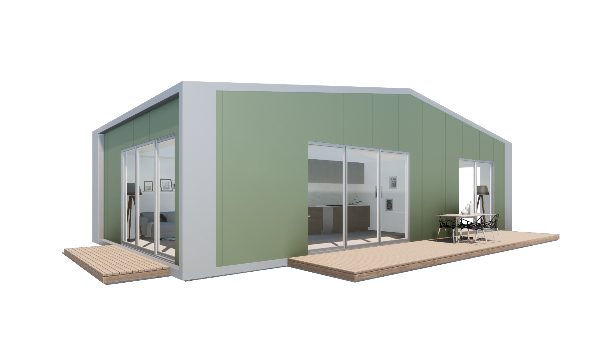 Karlev 800 SQFT in Sage Green with Light trim
