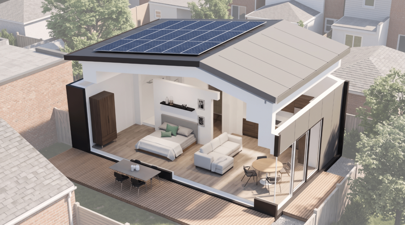 Open living beneath the solar roof.