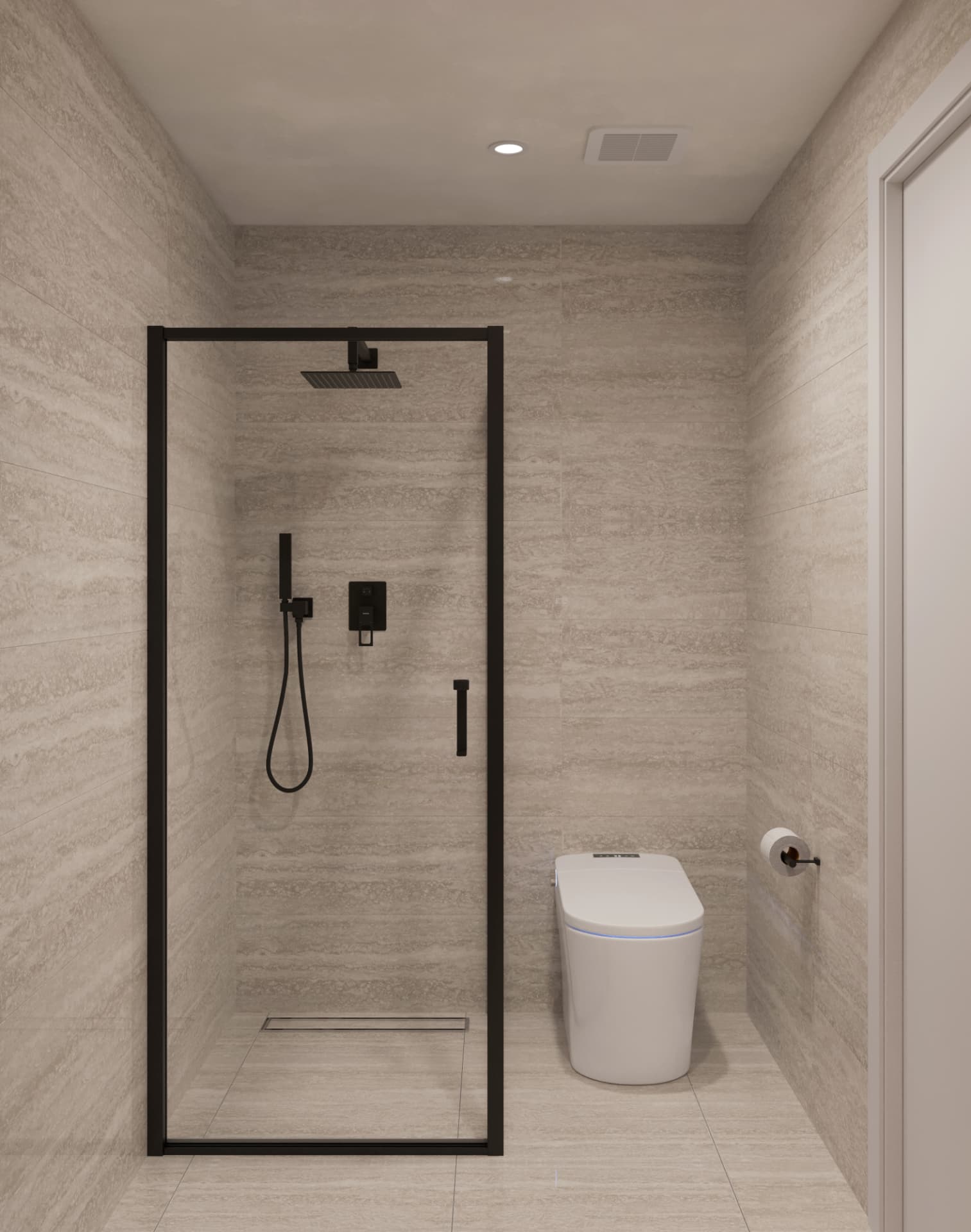 A full bath, finished properly.
