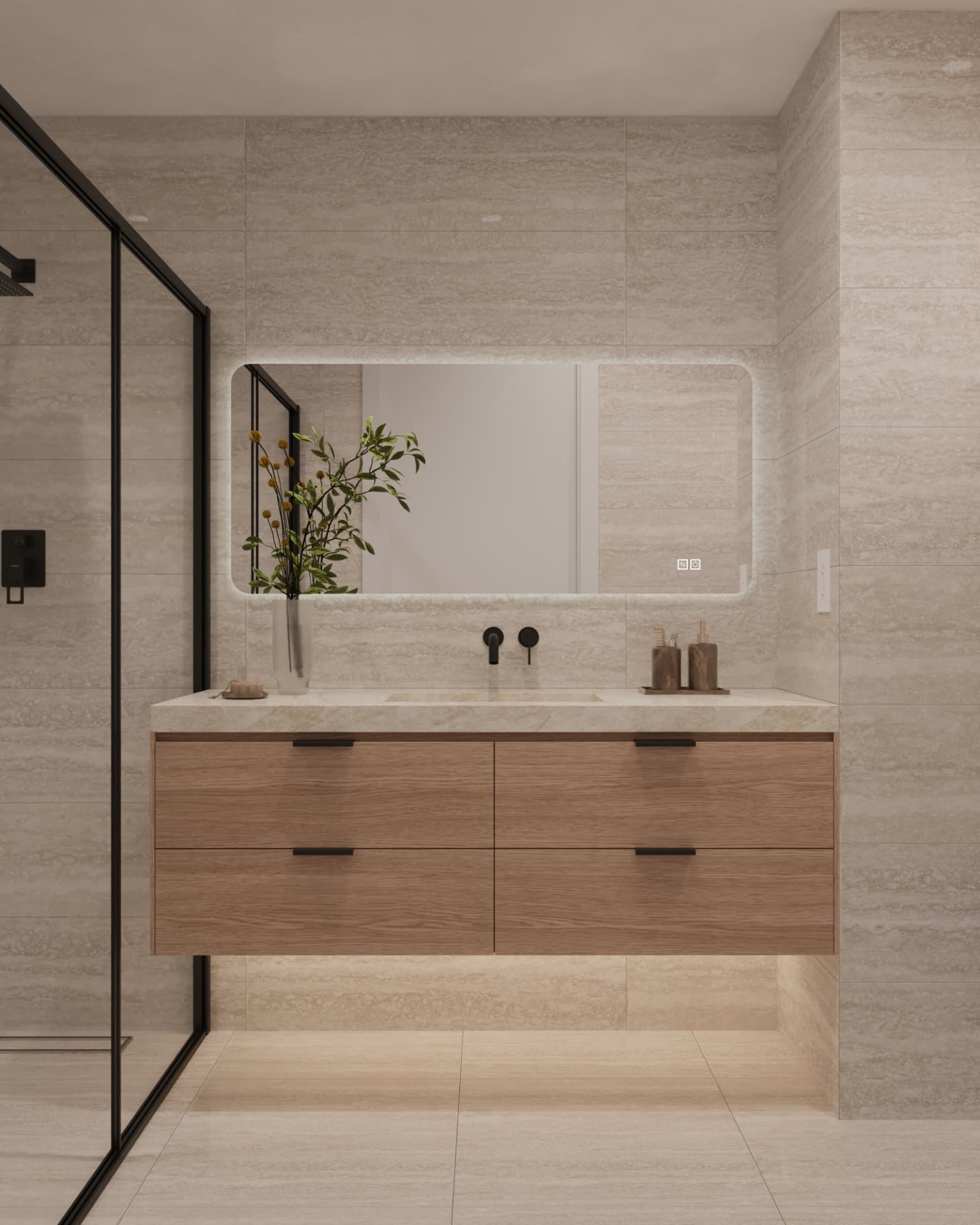A full width vanity.