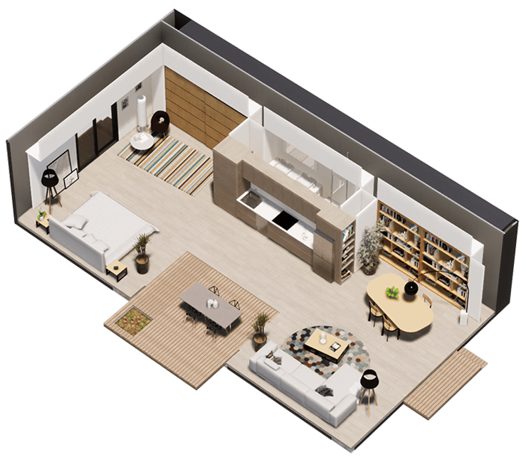Karlev A91 isometric view, Interior, furnished