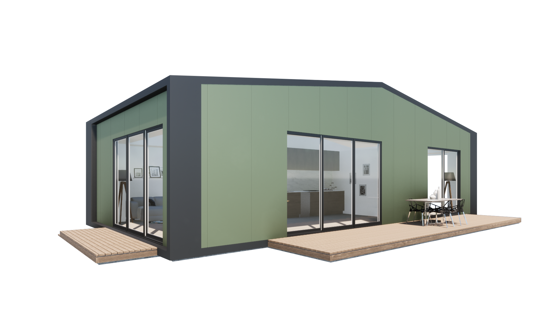 Karlev 800 SQFT in Sage Green with Charcoal trim