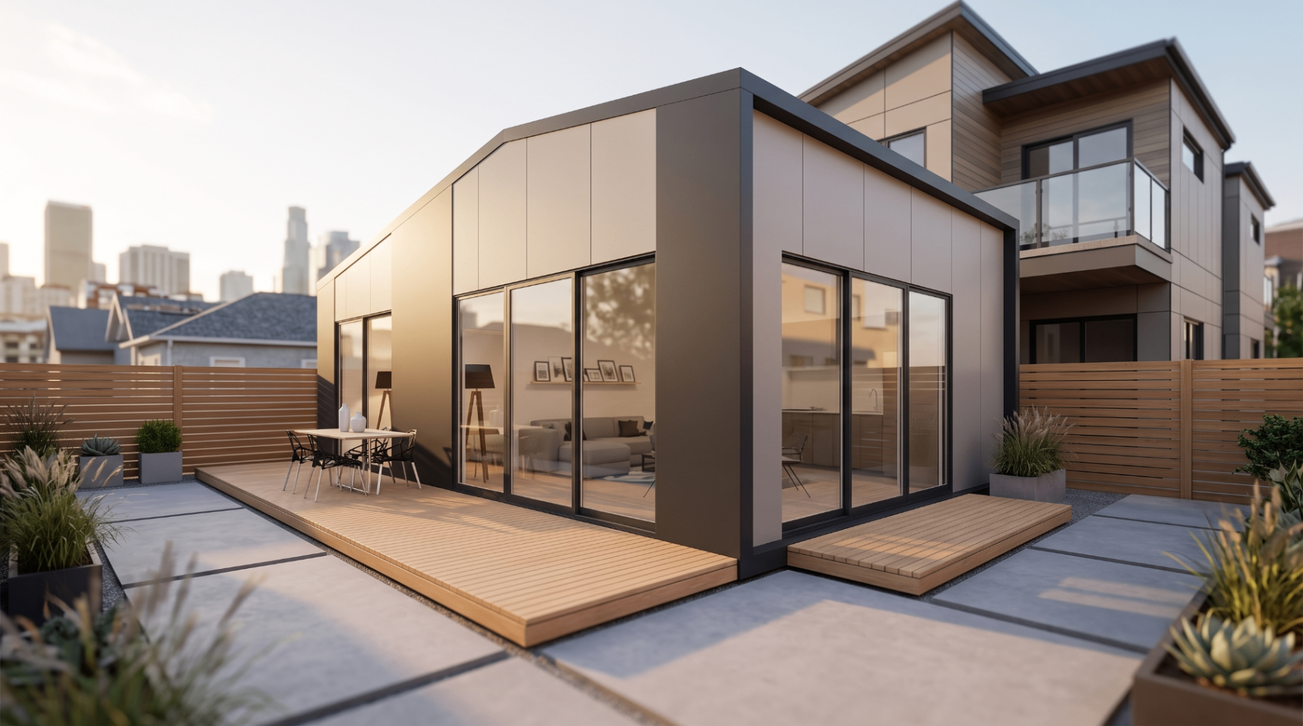 600 SQFT, set into the backyard.