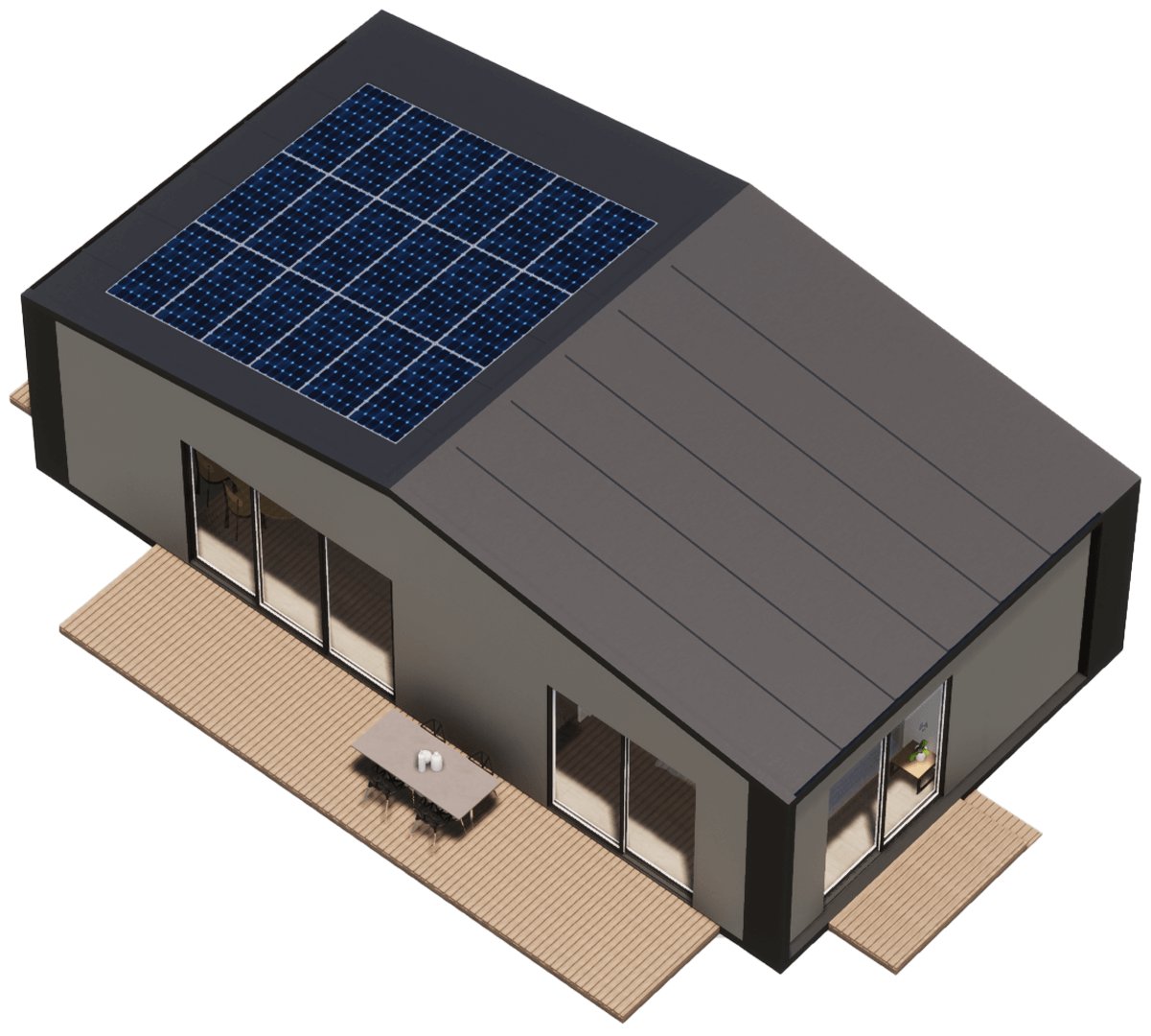 Karlev 800 SQFT isometric view, Solar-ready roof
