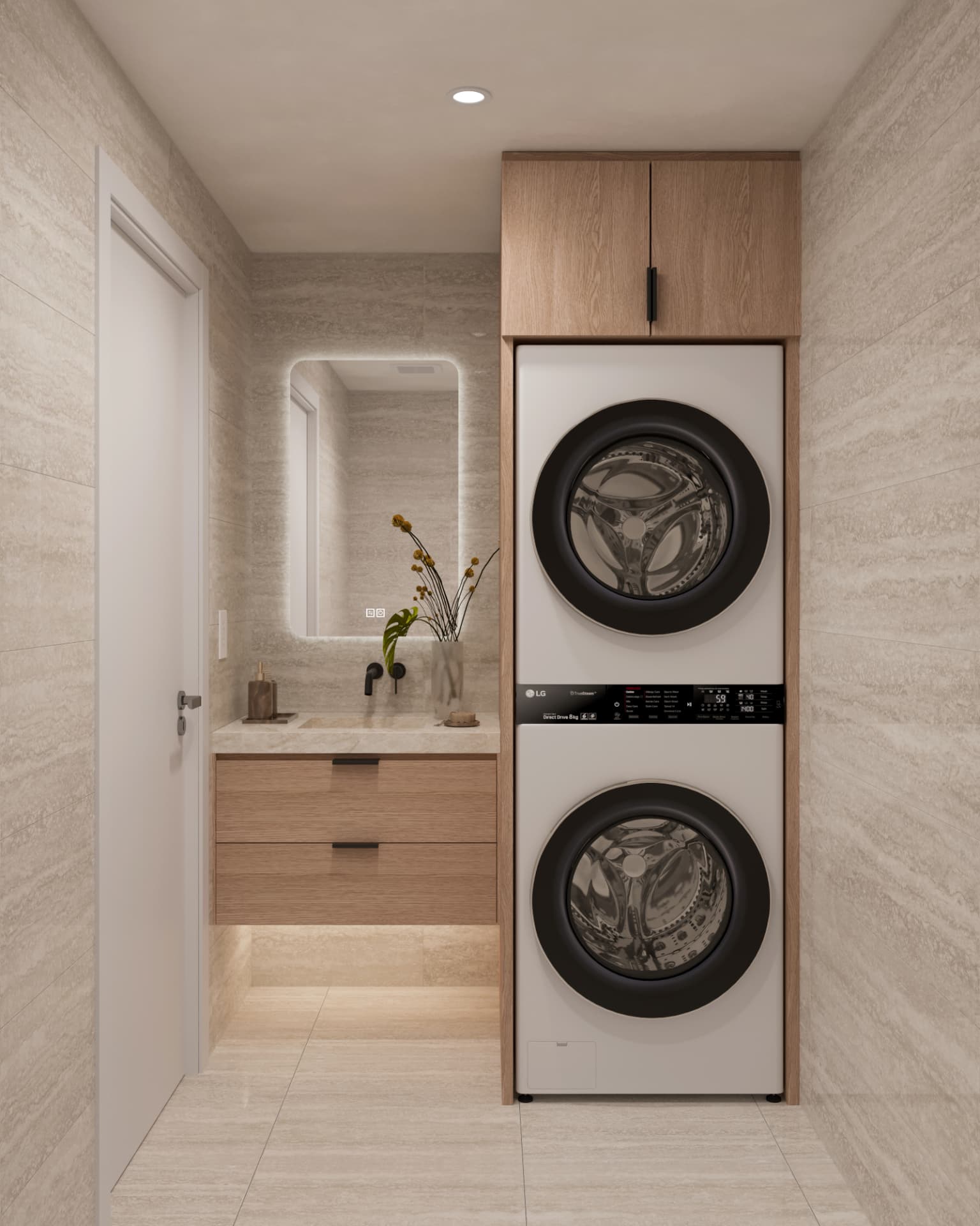 Vanity and laundry, built in.