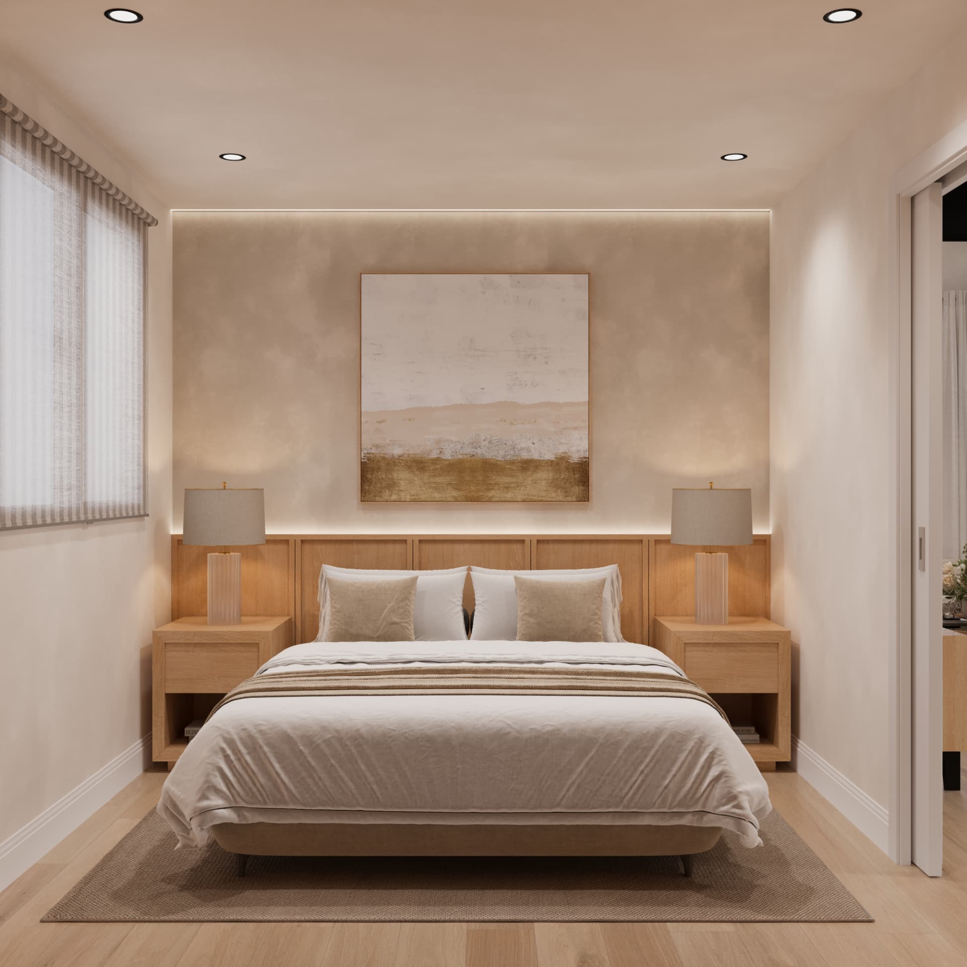 Light behind the bed.