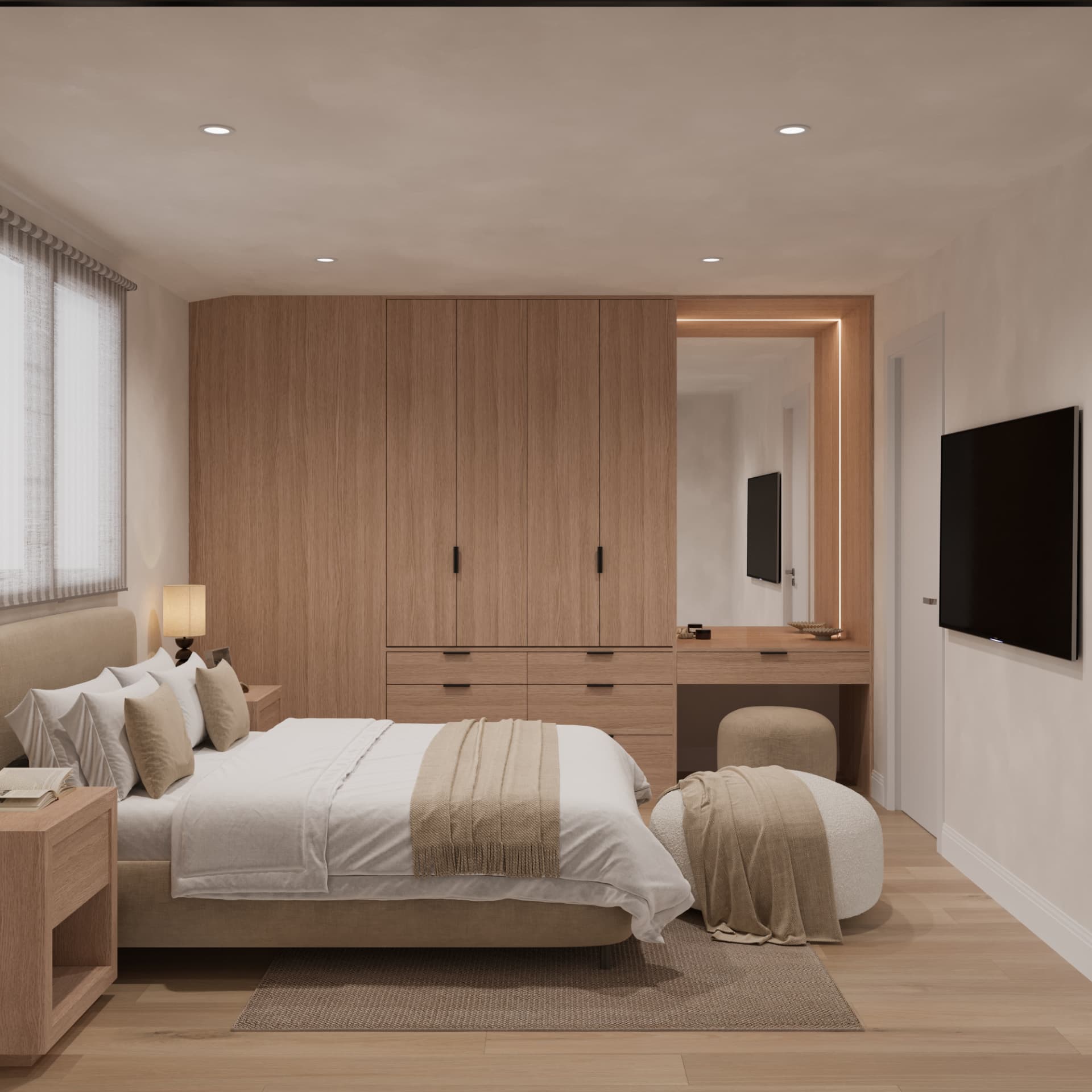 Storage and a dressing table.