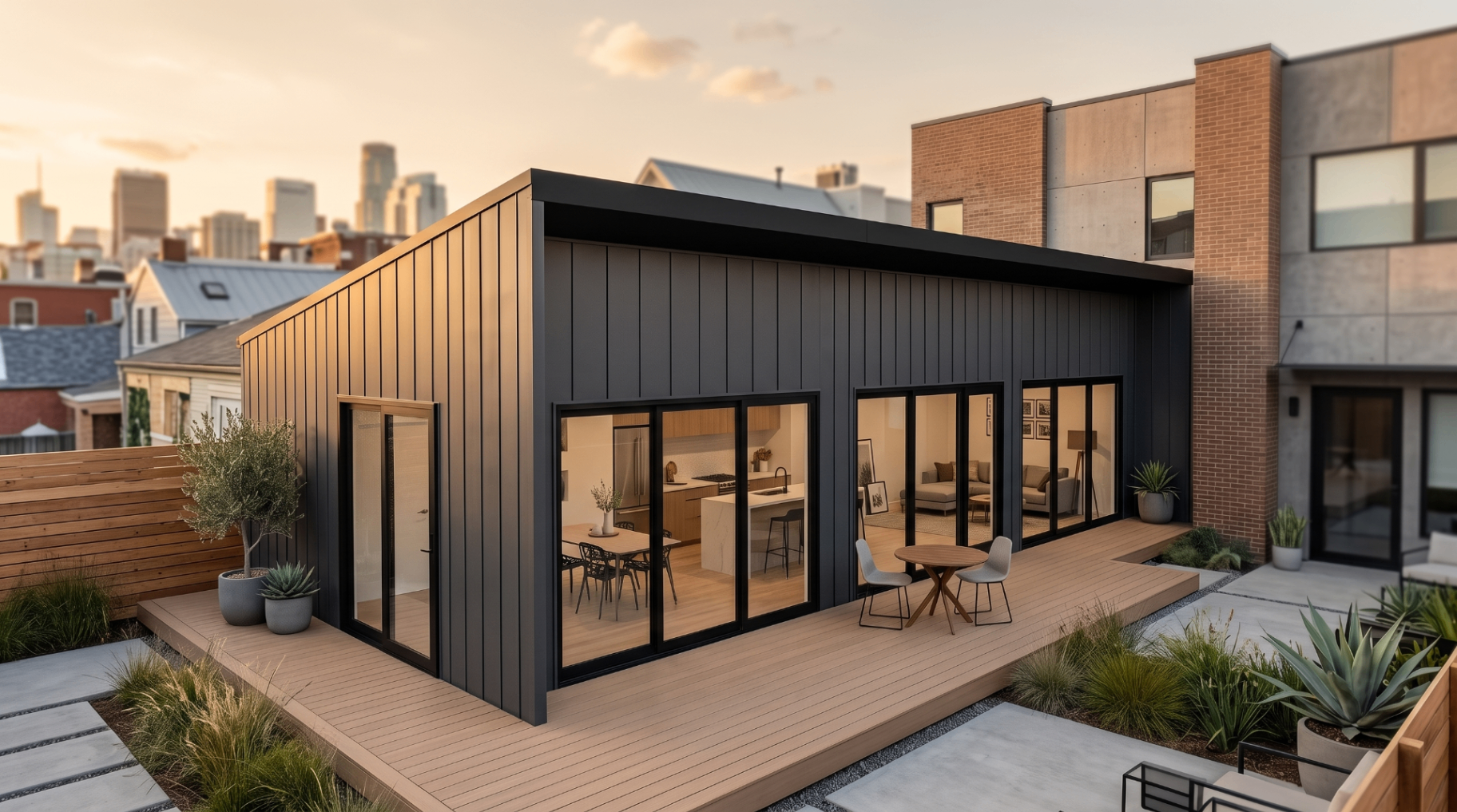 A full home,
set lightly into the lot.