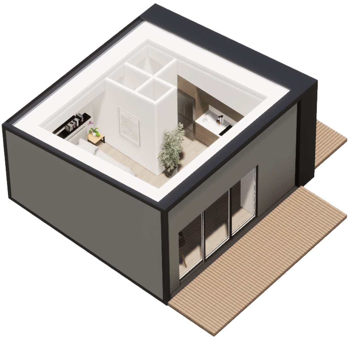 A true 1-bedroom plan.