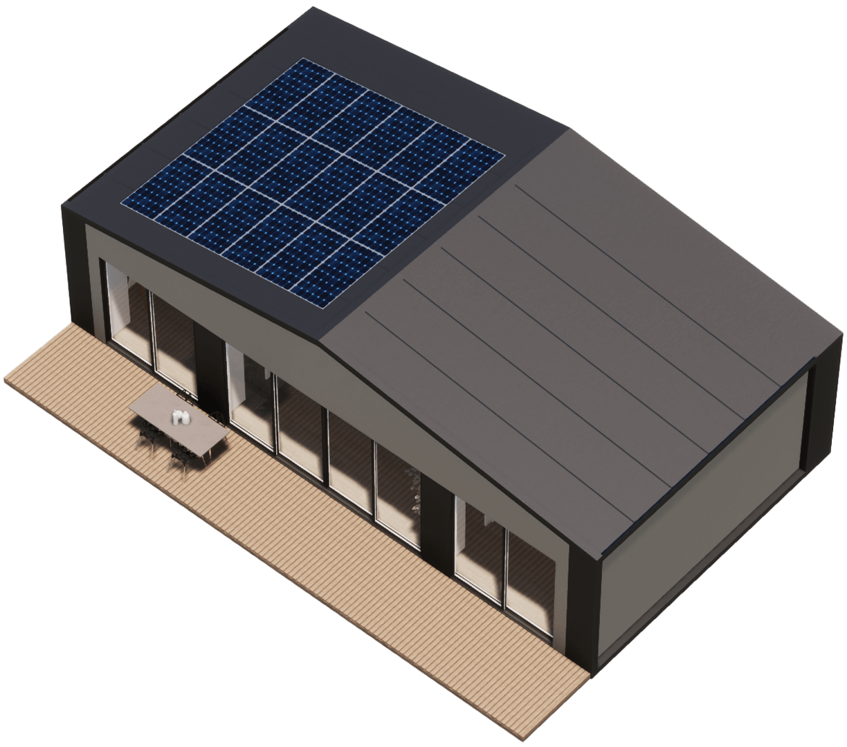 Karlev 800 SQFT isometric view, Solar-ready roof