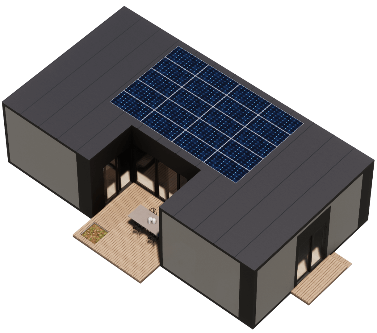 Karlev A91 isometric view, Roof + rooftop solar